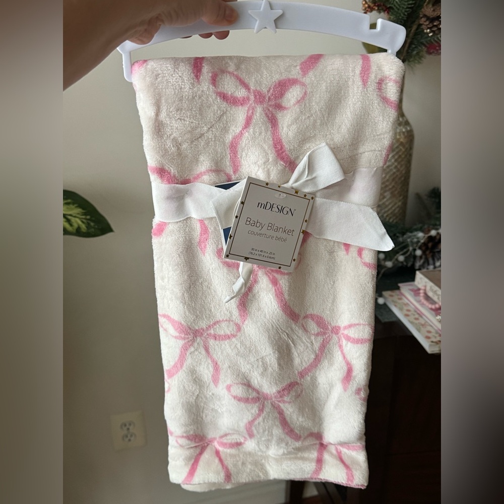 Coquette Pink Bow Baby Blanket